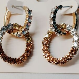 NWT Sparkly On 34th CZ Double Hoop Pierced Earrings
